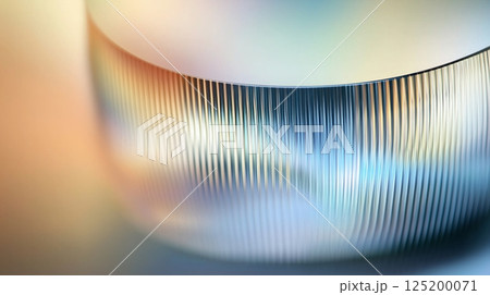Abstract curved glass surface with multicolored gradient light reflections 125200071