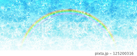 光り輝く透明感のある波と虹　ブルーの水面の背景 125200316