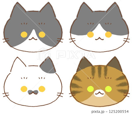 ハチワレ猫とムギワラ猫の顔 125200554