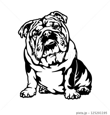 sitting English Bulldog Dog Breed - Pet Vector Cut file, Dog Silhouette Stencil - Cricut file 125201195