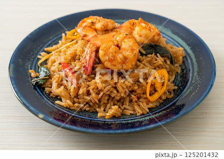 shrimps fried rice with herbs and spices shrimps fried rice with herbs and spices 125201432