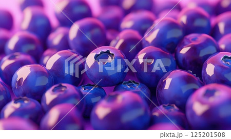 Close-Up View of Fresh, Juicy Blueberries with Vibrant Colors 125201508