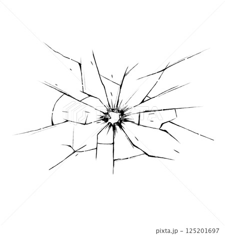 横に広がるガラスの銃痕 125201697