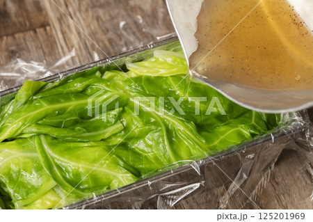 野菜のテリーヌを作る工程 レシピ 野菜のゼリー寄せ 野菜のテリーヌを作る工程 レシピ 野菜のゼリー寄せ 125201969