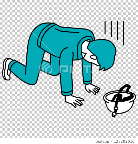 一名男工人跪地沮喪 125202010