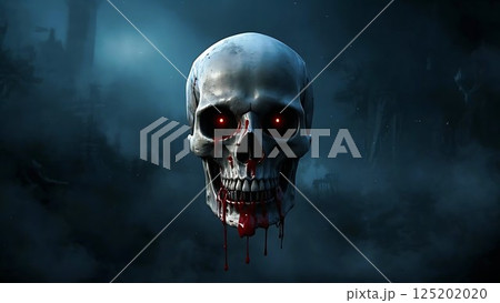 Blood-Soaked Skull with Haunted Eyes 12-8 125202020