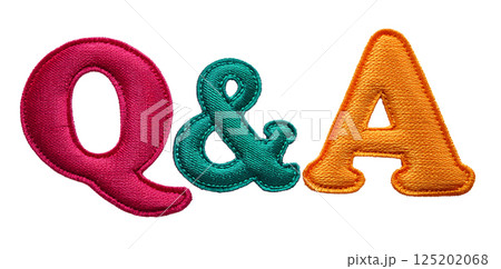 「Q&A」の文字の刺繍のワッペン 125202068