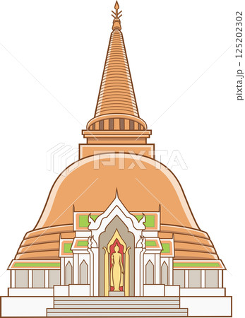 Illustration of Phra Pathom Chedi, Ancient pagoda in Thailand. Illustration of Phra Pathom Chedi, Ancient pagoda in Thailand. 125202302
