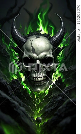 Skull with Devil Horns and Burning Shadows 16-2 Skull with Devil Horns and Burning Shadows 16-2 125202376