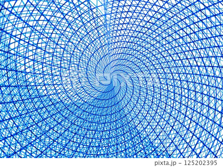 青い網目が渦巻く抽象的な背景 125202395