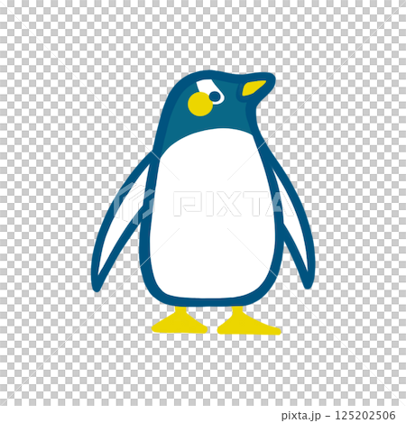 堂々と背を伸ばして立っているジェンツーペンギンのカラーイラスト 125202506