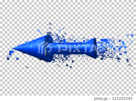 3d rendering of a flying blue digital arrow on a white background 125202585