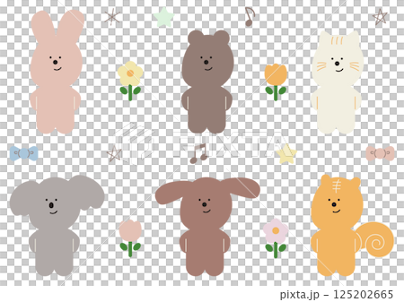 Cute animal illustration set Cute animal illustration set 125202665