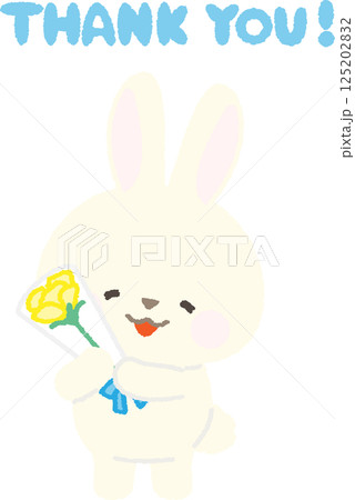 黄色いバラの花束を持つ白ウサギ 黄色いバラの花束を持つ白ウサギ 125202832