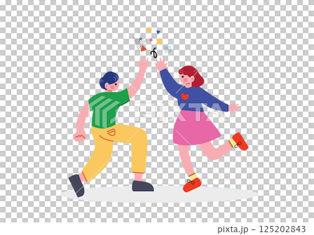 Young men and women happy to high-five 125202843