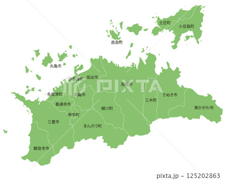 分割できる香川県地図　市町名あり 125202863