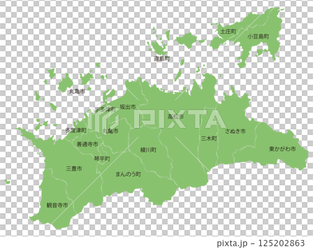 分割できる香川県地図　市町名あり 125202863