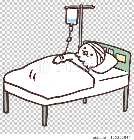 点滴をしている白い鳥イラスト 125202944