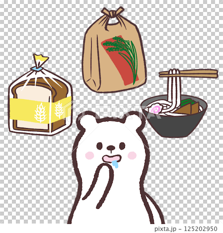一隻北極熊思考其主食的插圖 125202950