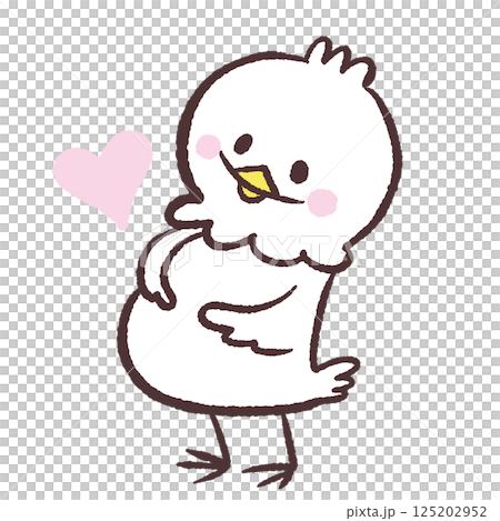 おなかが出た白い鳥のイラスト 125202952