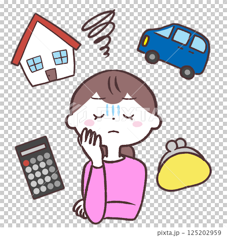 一位家庭主婦擔心開支的插圖 125202959