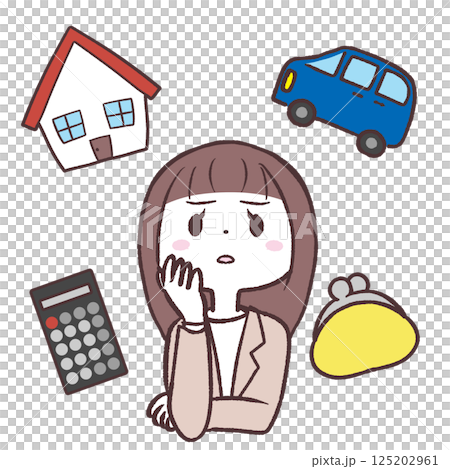 一位女士擔心必要的付款 125202961