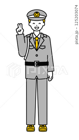 全身のポーズ_シンプルな警備員の男性04 125203074