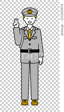 全身のポーズ_シンプルな警備員の男性04 125203074