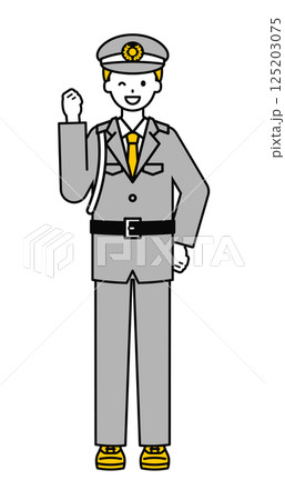 全身のポーズ_シンプルな警備員の男性05 125203075