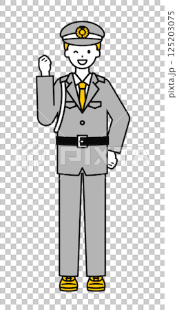 全身のポーズ_シンプルな警備員の男性05 125203075