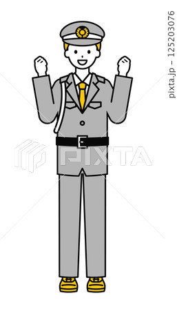 全身のポーズ_シンプルな警備員の男性06 125203076