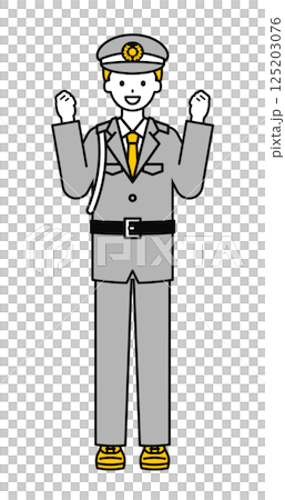 全身のポーズ_シンプルな警備員の男性06 125203076