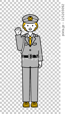 Full body pose_simple security guard woman 02 Full body pose_simple security guard woman 02 125203092