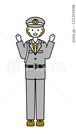 全身のポーズ_シンプルな警備員の女性06 125203096