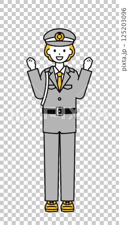 全身のポーズ_シンプルな警備員の女性06 125203096