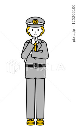 全身のポーズ_シンプルな警備員の女性10 125203100