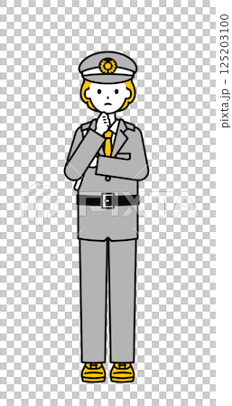 全身のポーズ_シンプルな警備員の女性10 125203100