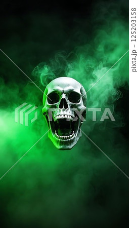 Skull in Green Fog with Fading Screams 19-5 125203158