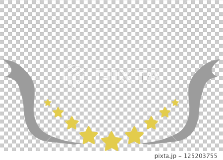 可愛的手繪黃色星星和灰色絲帶框架 125203755