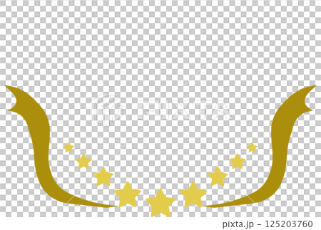 Yellow cute hand-drawn star and ribbon frame 125203760