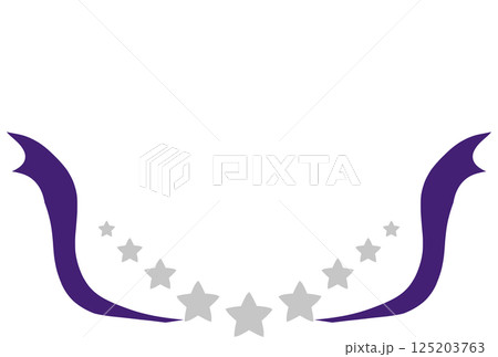 可愛い手描きのグレーの星と紫のリボンフレーム 125203763