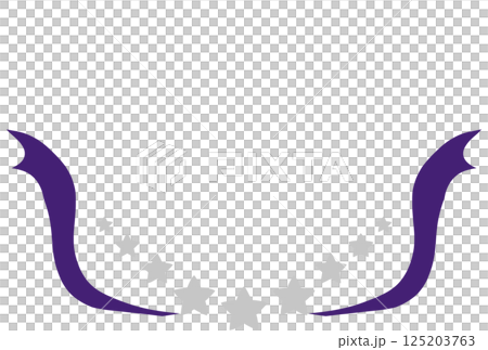 可愛い手描きのグレーの星と紫のリボンフレーム 125203763