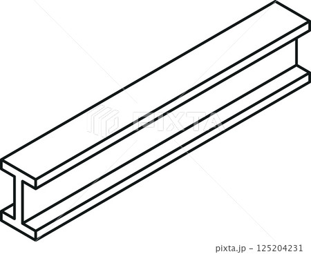 Steel beam icon with i shape cross-section isometric view in thin line style 125204231