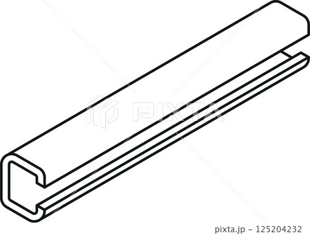 steel beam icon with a c-shape cross-section isometric view in thin line style 125204232