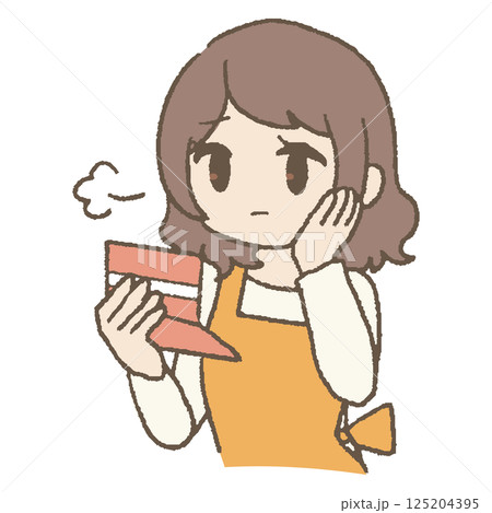 通帳を見てため息主婦 通帳を見てため息主婦 125204395