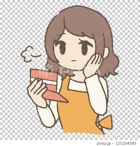 通帳を見てため息主婦 通帳を見てため息主婦 125204395