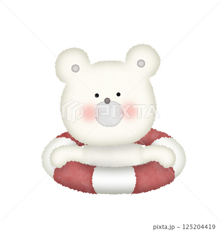 浮き輪につかまるかわいい白くまのイラスト 浮き輪につかまるかわいい白くまのイラスト 125204419