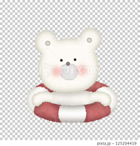 浮き輪につかまるかわいい白くまのイラスト 浮き輪につかまるかわいい白くまのイラスト 125204419