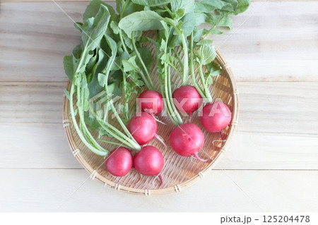 ザルに入ったラディッシュ ザルに入ったラディッシュ 125204478