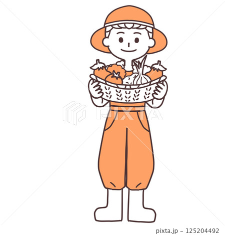 農業をする男性のシンプルな全身イラスト 農業をする男性のシンプルな全身イラスト 125204492